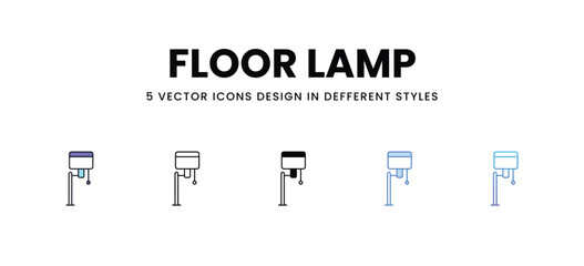 Floor Lamp vector icons set stock illustration