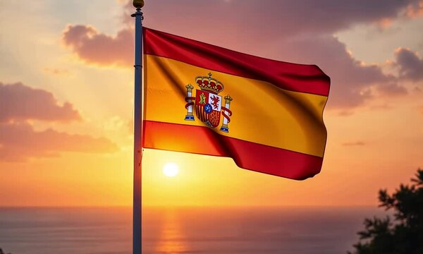 Spain national flag HD footage