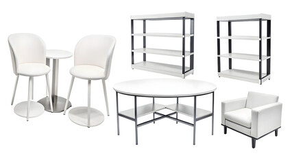 Modern furniture collection element set isolated