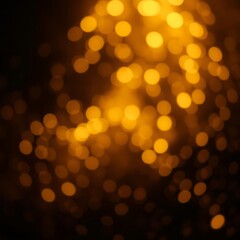 Obraz premium Abstract dark brown and gold particle backdrop christmas golden light shed bokeh particles over a background of black gold foil appearance holiday idea Bokeh light lights background bokeh abst