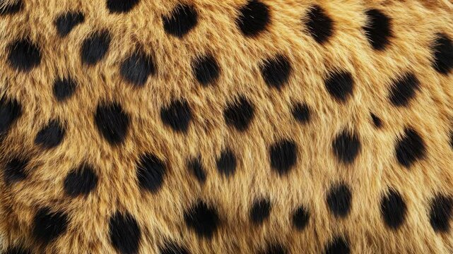 Close-up of cheetah fur texture, showing the spotted pattern with small black dots on golden fur, filling the entire screen for a dynamic, natural look.
