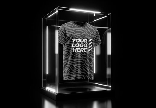 T-shirt Mockup Inside a Glass Cube 