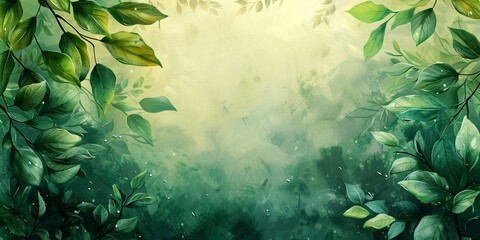 grunge background with green leaves
