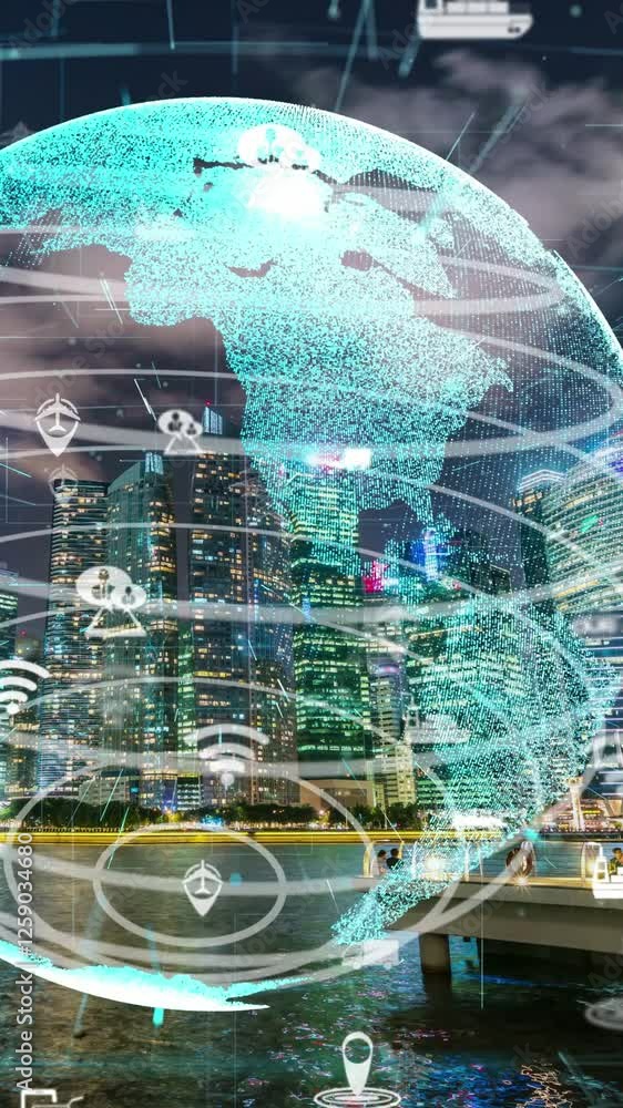 Poster global connection and the internet network modernization in smart city . concept of future 5g wirele