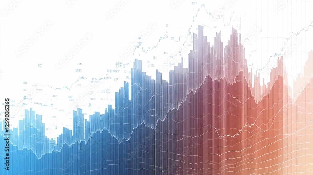 Poster abstract financial chart showing market data as colorful graph