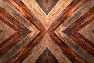 Abstract geometric pattern created with various shades of wood