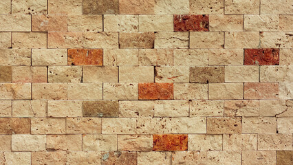 Photos of stone and brick walls for background.