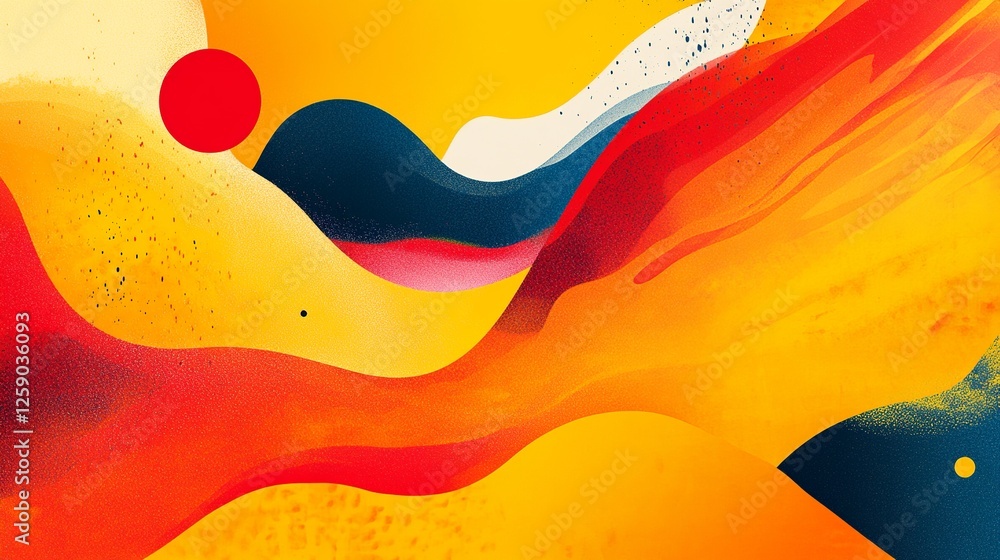 Poster a colorful abstract image with a yellow and red background