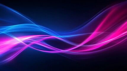 Abstract background of modern tech gradient waves in blue and pink hues, technology, modern, abstract, background, waves. Dynamic abstract light trails in neon pink and blue hues