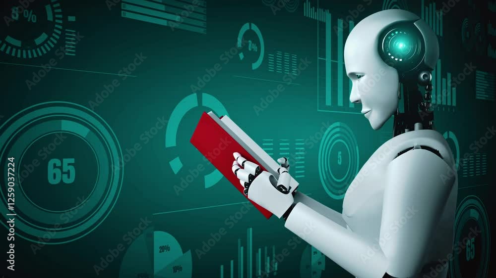 Poster future financial technology controll by ai robot huminoid uses machine learning and artificial intel