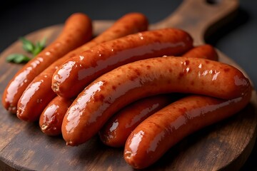 Grilled sausages on the barbecue closeup