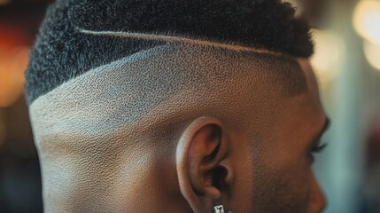 Close-up of a barber giving a customer a fade haircut