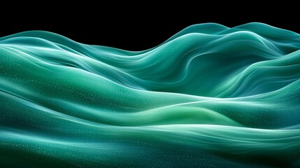Obraz premium Teal abstract waves flow, dark background, digital art, website banner