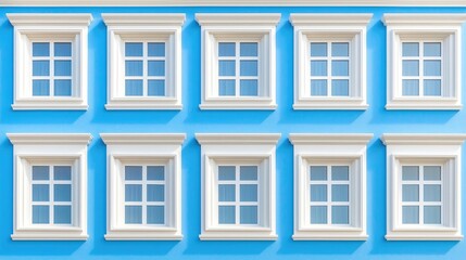 Obraz premium Blue building facade, windows, sunlight, urban, design