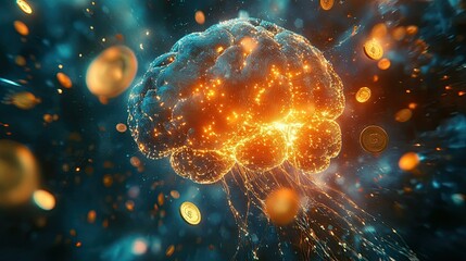 mind emotion circuit- Abstract representation of a glowing brain.