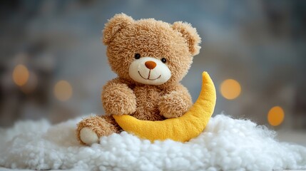 Teddy bear moon night fluffy background sleep