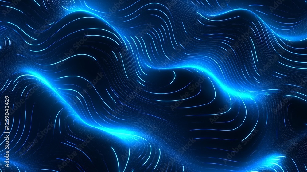 Poster abstract background with blue glowing neon lines and bokeh lights. data transfer concept. digital wa