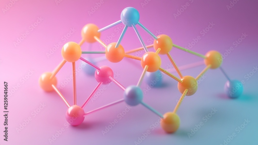 Poster vibrant 3d clay network icon, an engaging and colorful representation of connectivity, ideal for dyn