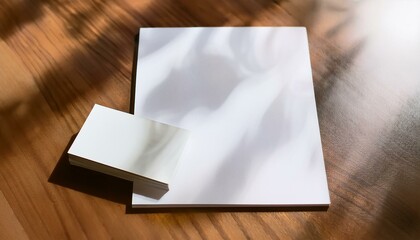 Mockup de hoja A4 y tarjeta de presentación sobre escritorio moderno