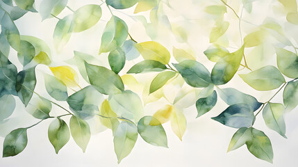 Serene Watercolor Leaves A Tranquil Botanical Painting