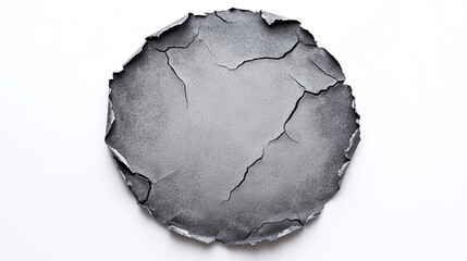 Gray paper circle with intricate torn edges isolated on a white background.