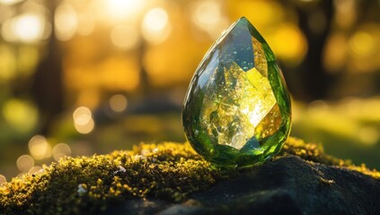 Emerald Teardrop: Nature's Jewel in Golden Hour