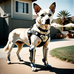 jack russell terrier dog with mechanical leg