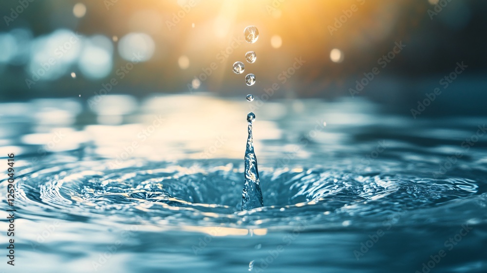 Aufkleber water droplet making a splash and ripples in slow motion
