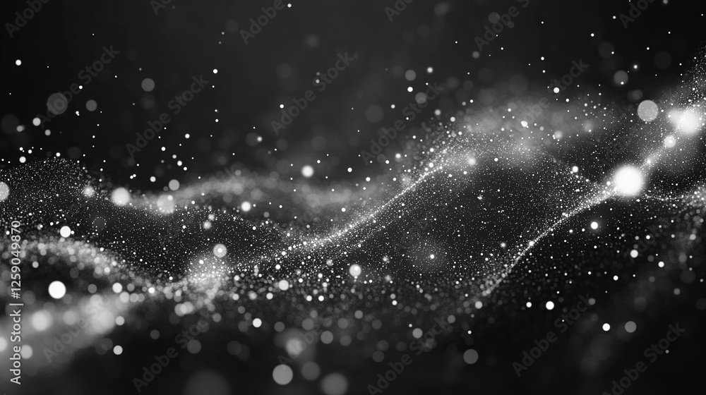 Poster grey white abstract background with flowing particles. digital future technology concept. vector ill