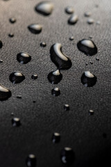 natural leather dyed black in water droplets
