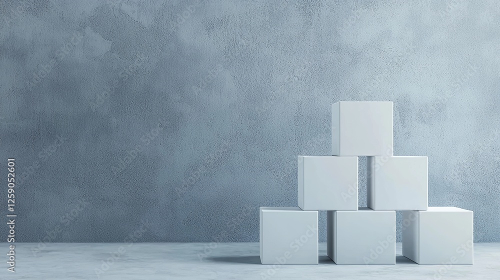 Poster random shifted white cube boxes block background wallpaper banner with copy space