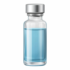 Sterile glass vial with blue liquid for medical and pharmaceutical use, isolated on transparent background. Generative Ai.