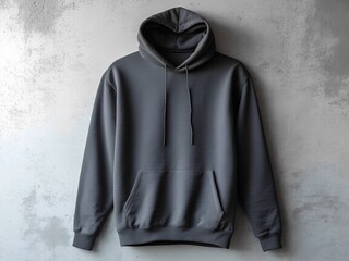 Mockup de sudadera con capucha en fondo de hormig&oacute;n para branding de ropa