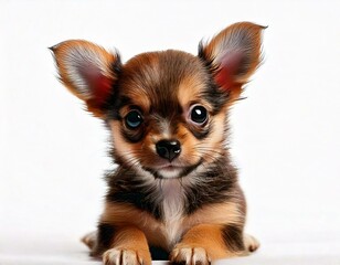 Obraz premium Chihuahua puppy close up on white backdrop.