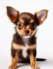 Obraz premium Chihuahua puppy close up on white backdrop.