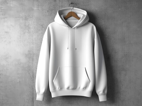 Mockup de sudadera con capucha en fondo de hormig&oacute;n para branding de ropa