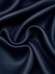 Fototapeta premium Smooth navy fabric drapes elegantly, showcasing its rich texture and deep color under soft lighting