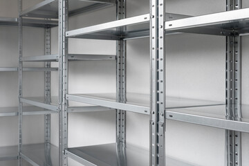 Empty warehouse racks. Storage system. Shelving unit