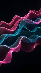 Glowing Green, Blue & Pink Light Waves &ndash; Futuristic Abstract Motion Design with Transparent Effects