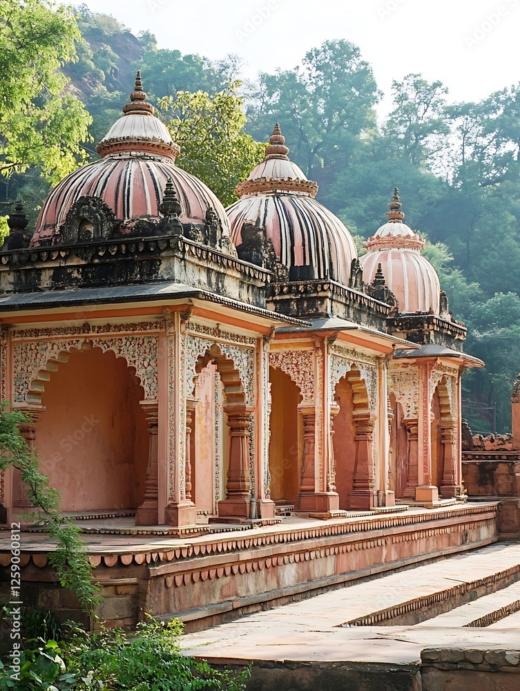 Aufkleber traditional indian architecture highlighting intricate carvings and design in a serene setting : gen