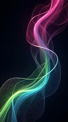 Glowing Green, Blue & Pink Light Waves &ndash; Futuristic Abstract Motion Design with Transparent Effects