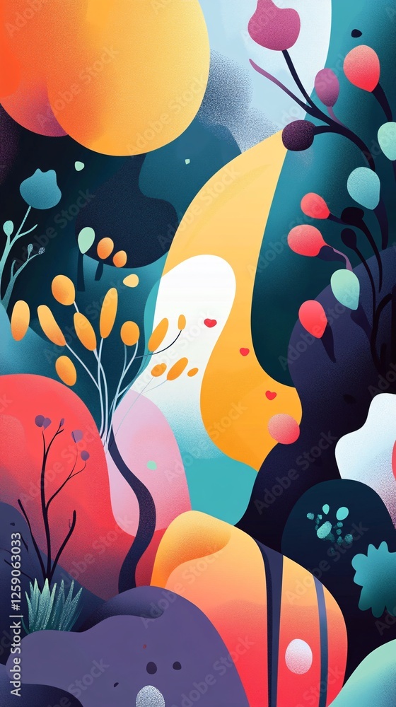 Poster abstract floral background design with organic shapes and gradient colors