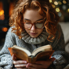 woman reading a book