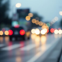 Blurred defocused lights of heavy traffic on a wet rainy Bokeh light lights background bokeh abstract light bright effect shiny