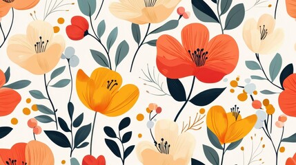 Discover a seamless vintage floral pattern, perfect for textile designs with charming cartoonstyle textures.