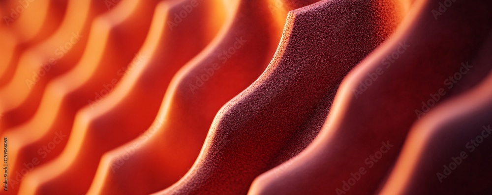 Poster Red wavy surface creating abstract background texture