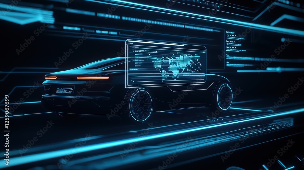 Aufkleber futuristic car technology with digital interface and data visualization