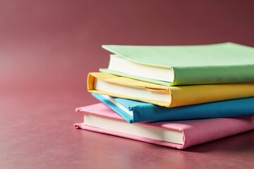 A stack of three folded papers next to an open book, desk, papers, reading