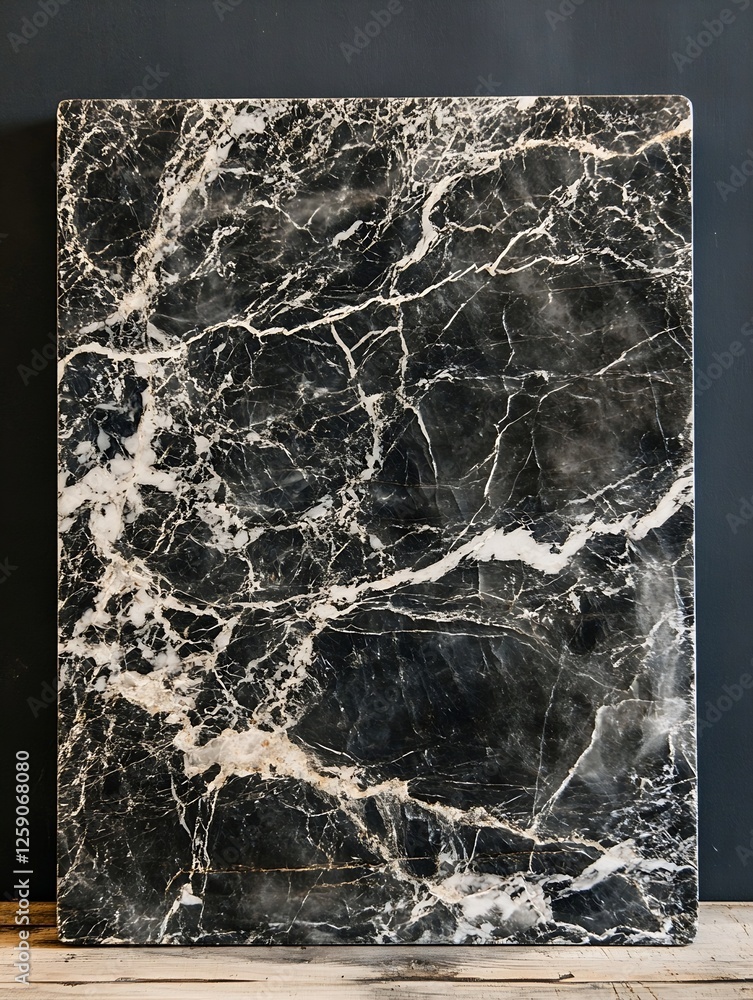 Aufkleber textured marble surface in elegant black and white color scheme for design use : generative ai