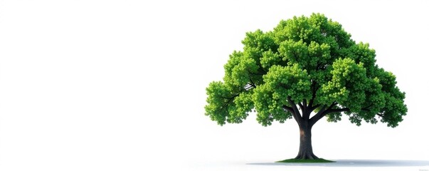A single large tree with dense green leaves against a white background, landscape, foliage, nature